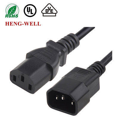 블랙 US 전원 확장 케이블, 10A 15A 125V 250V 18AWG 컴퓨터 전원 케이블