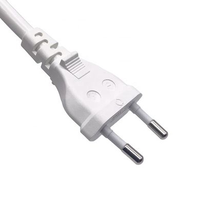 백색 유럽 전력 전선 전압 등급 VDE 2 PIN 플러그 2.5A 250V 1.7m