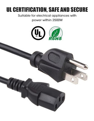 UL 미국 전원 케이블, 3 핀 NEMA 5-15P IE320 C13 US 타입 전원 케이블에 연결